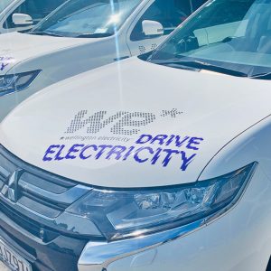 Electric car with Wellington Electricity branding