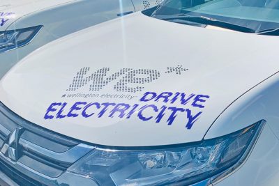 Electric car with Wellington Electricity branding